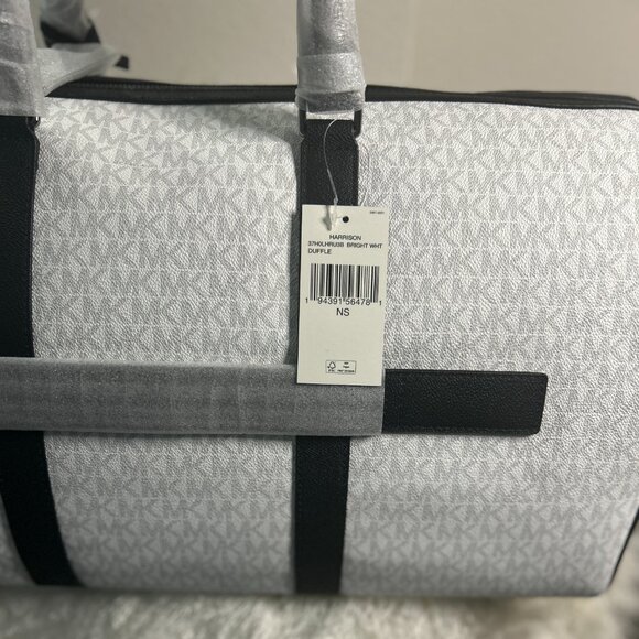 Michael Kors Harrison Weekender/Duffel (White w/black trim) NWT - Picture 3 of 5